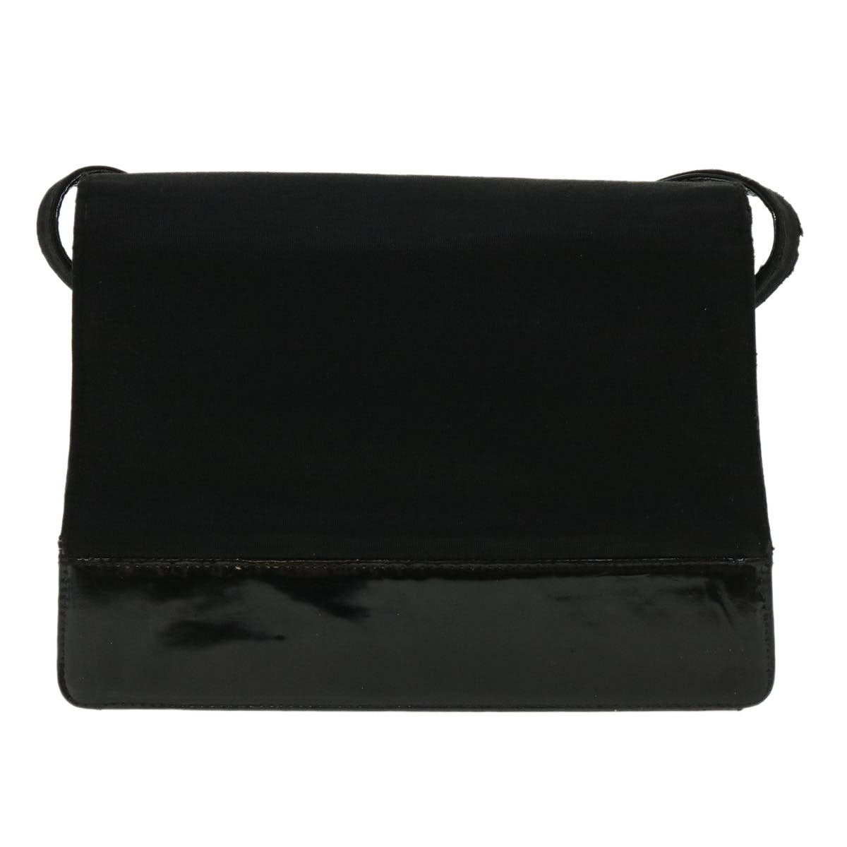 CHANEL Shoulder Bag Enamel Cotton Black CC Auth bs3704 - 0