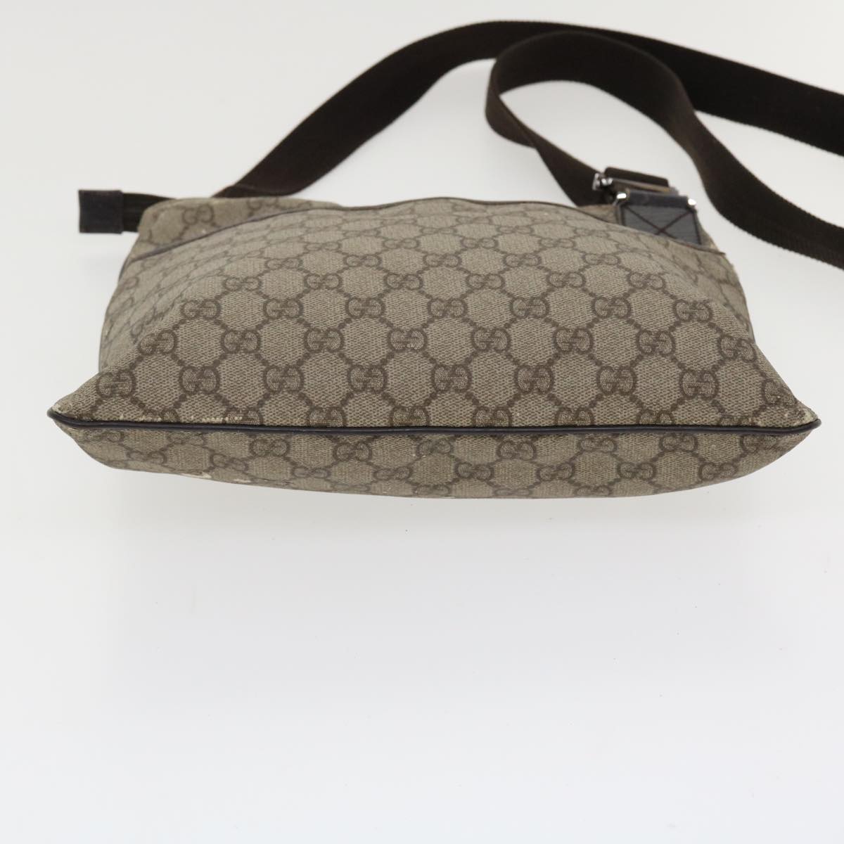 GUCCI GG Canvas Shoulder Bag PVC Leather Beige Auth bs3746