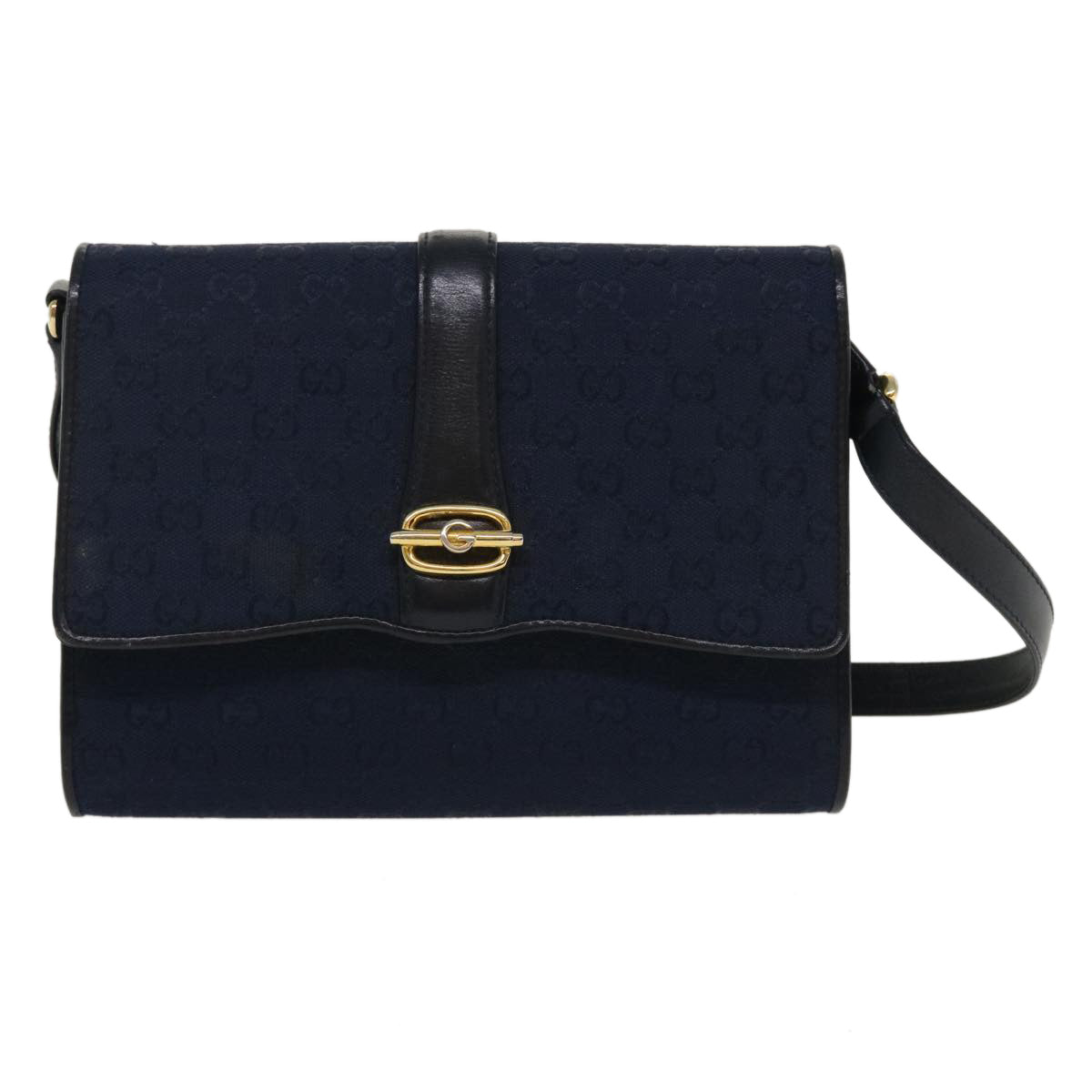 GUCCI GG Canvas Shoulder Bag Navy Auth bs3831