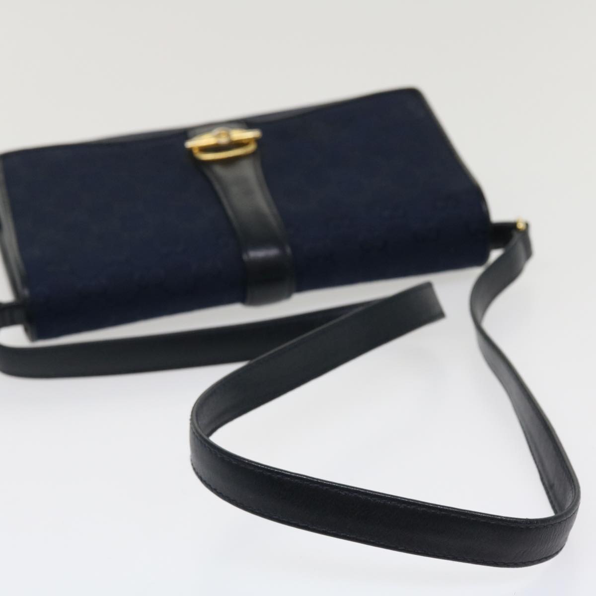 GUCCI GG Canvas Shoulder Bag Navy Auth bs3831