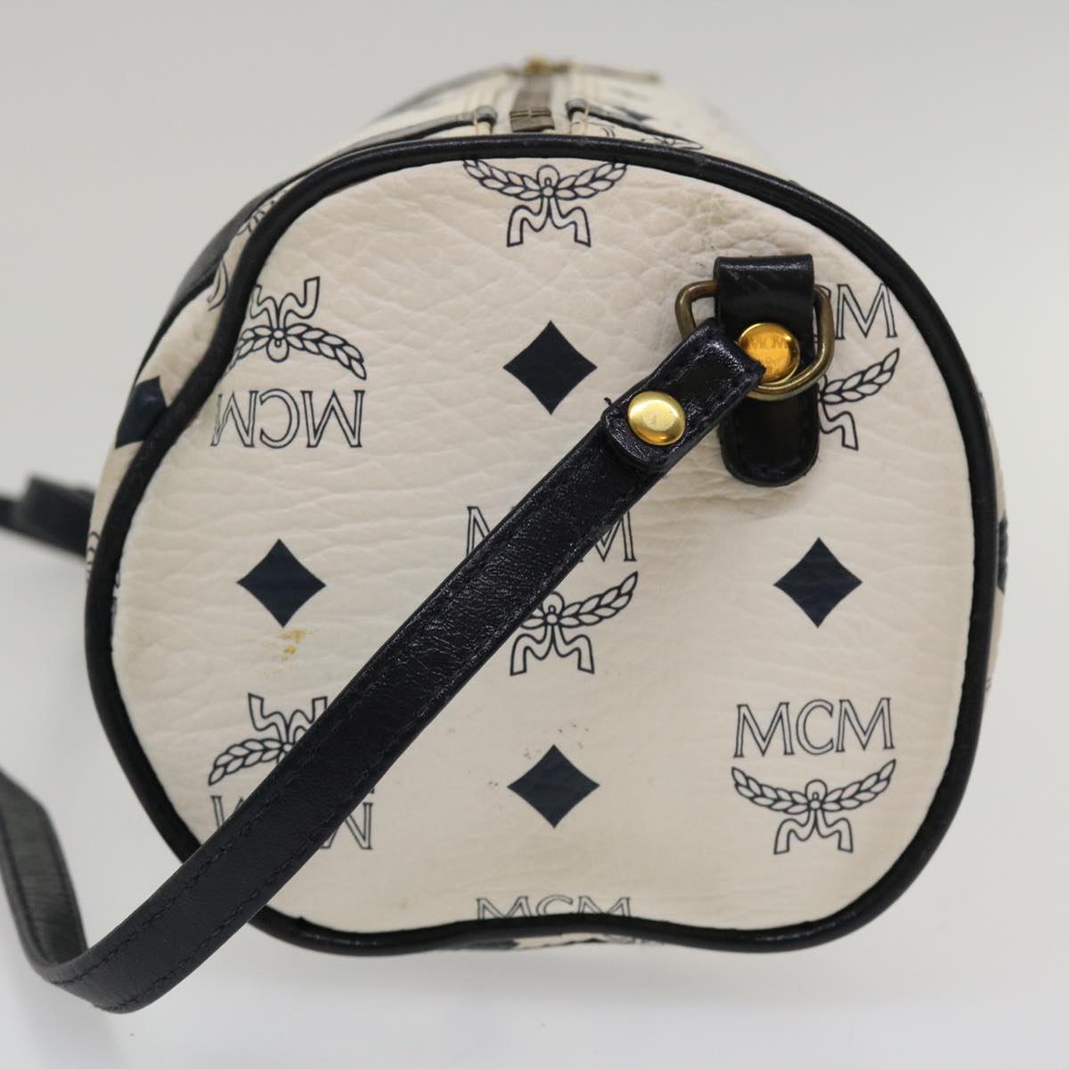 MCM Vicetos Logogram Shoulder Bag PVC Leather White Auth bs3879