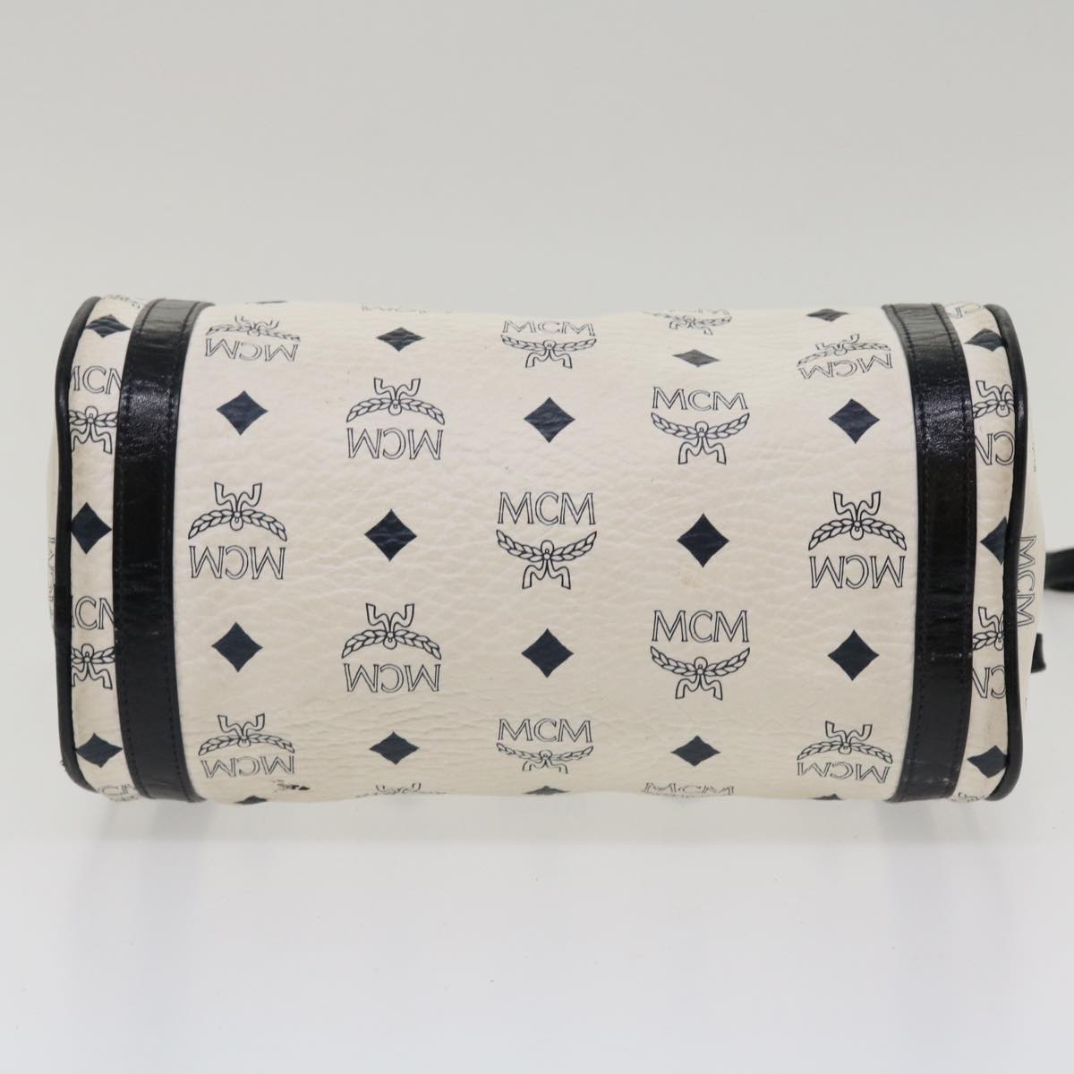 MCM Vicetos Logogram Shoulder Bag PVC Leather White Auth bs3879