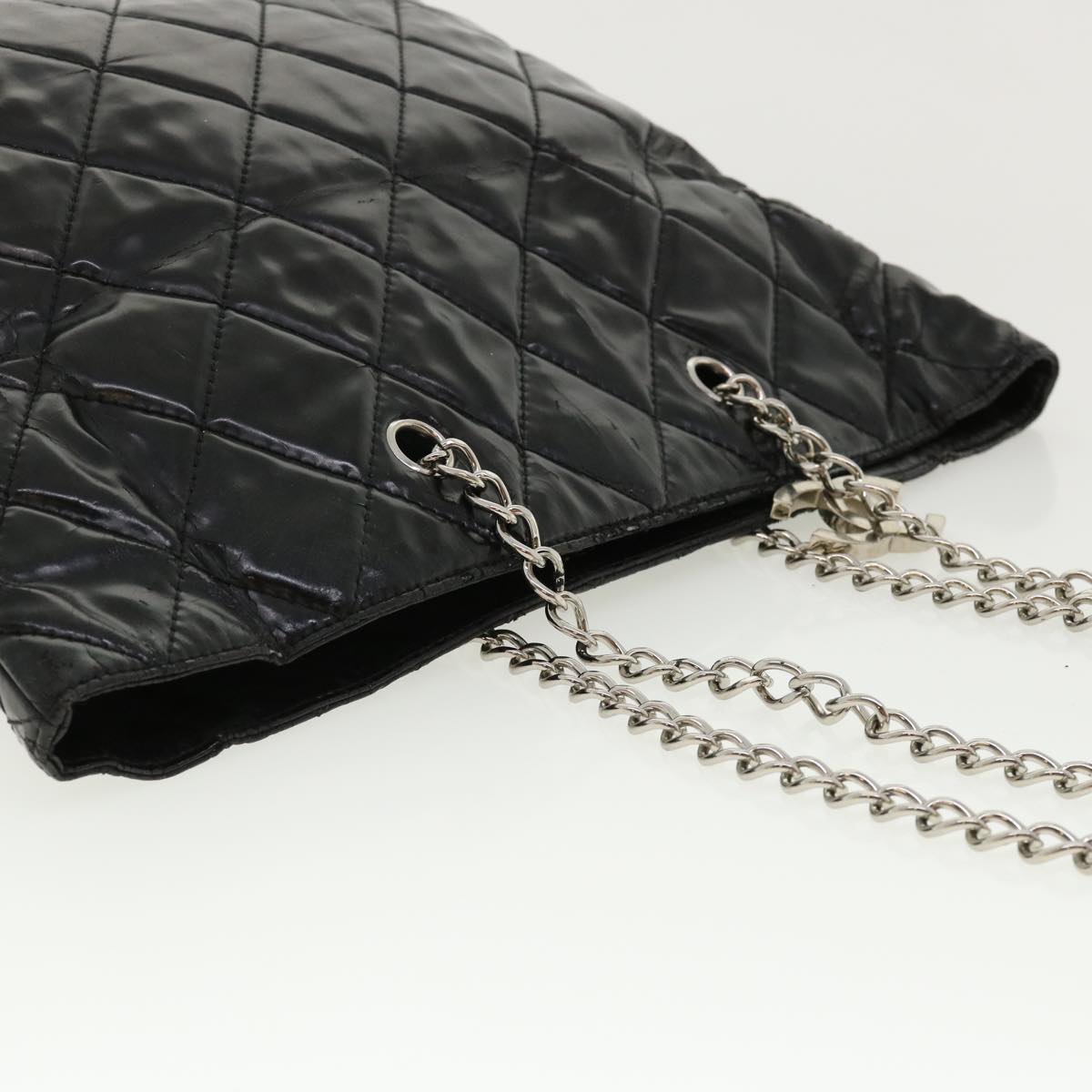 CHANEL Chain Shoulder Bag Patent Leather Black CC Auth bs3886