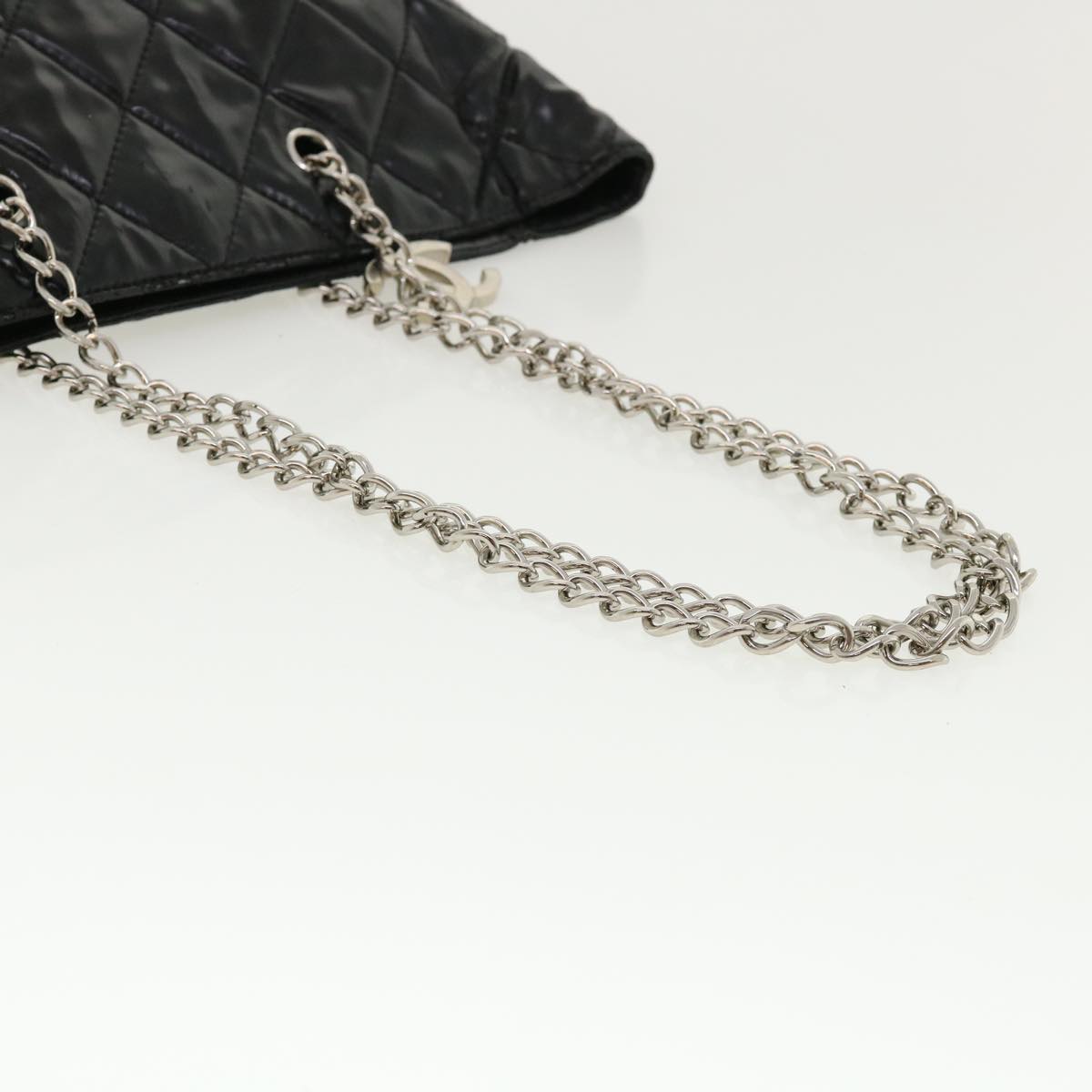 CHANEL Chain Shoulder Bag Patent Leather Black CC Auth bs3886