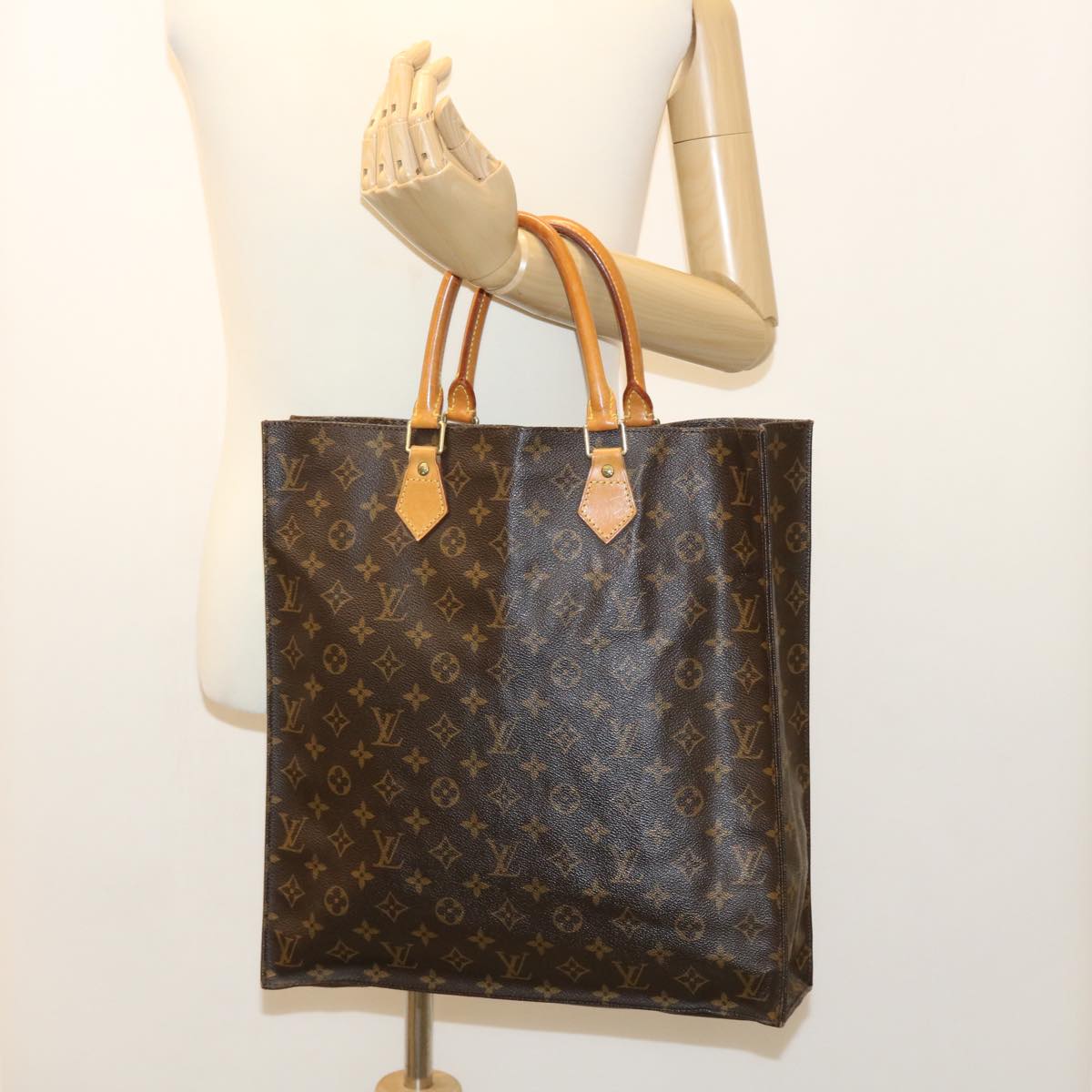 LOUIS VUITTON Monogram Sac Plat Hand Bag M51140 LV Auth bs3956