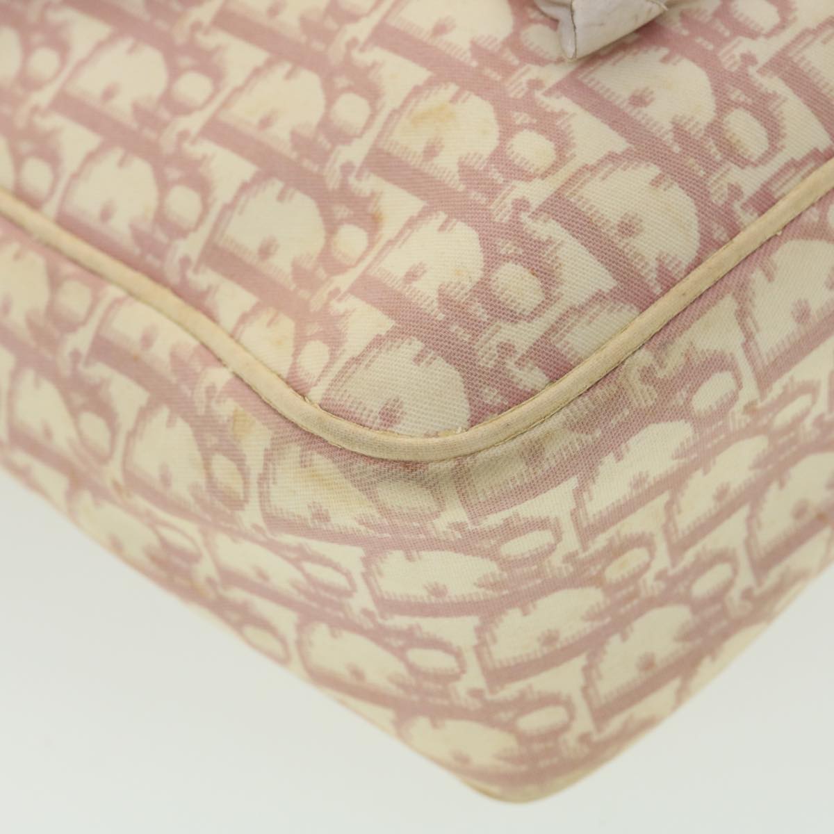 Christian Dior Trotter Canvas Flower Shoulder Bag Pink Auth bs3998