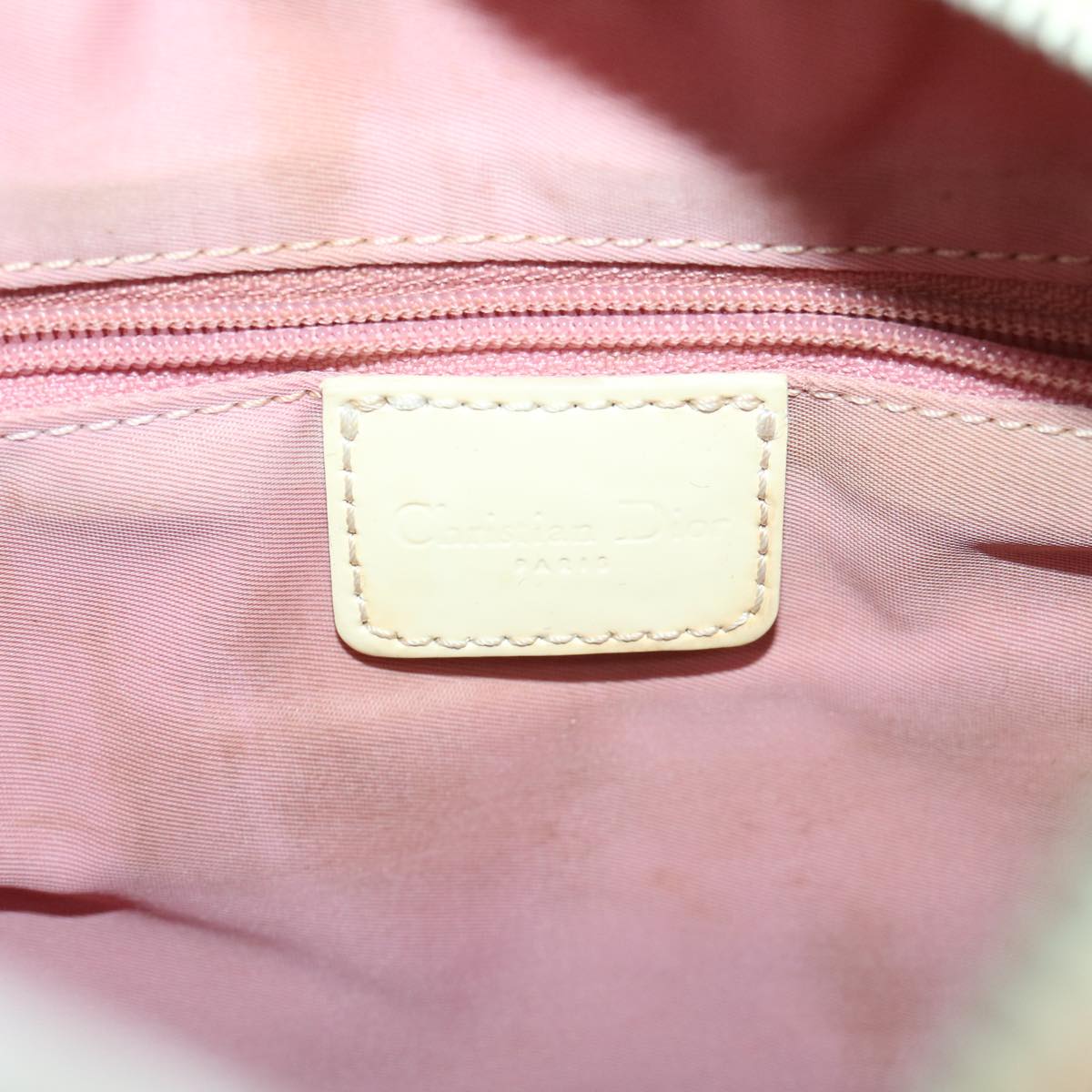 Christian Dior Trotter Canvas Flower Shoulder Bag Pink Auth bs3998