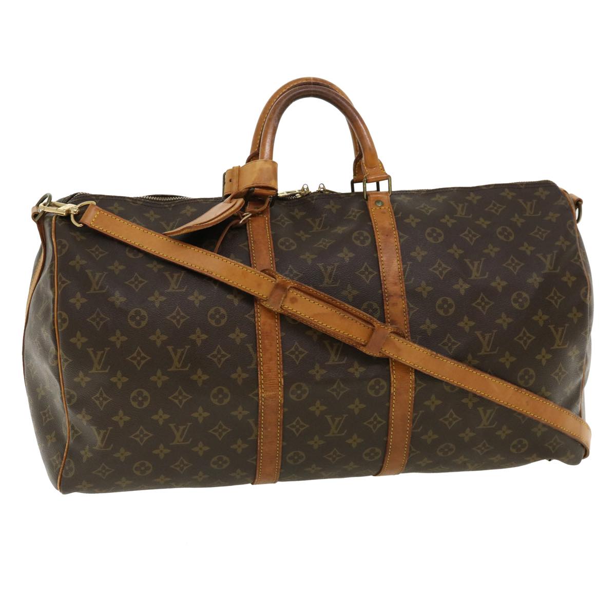 LOUIS VUITTON Monogram Keepall Bandouliere 55 Boston Bag M41414 LV Auth bs4003