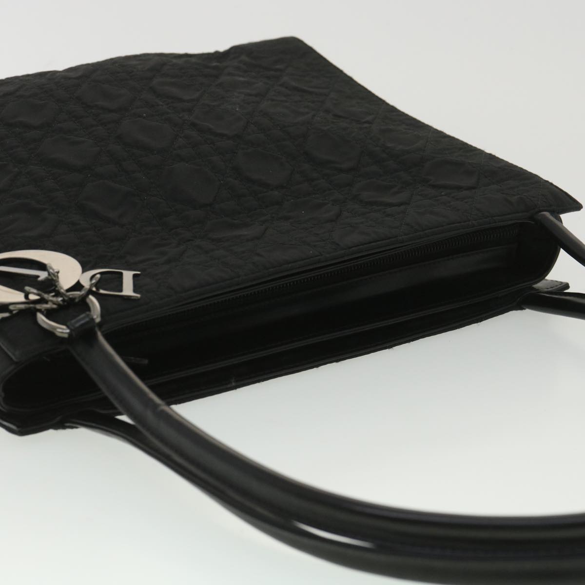 Christian Dior Lady Dior Canage Shoulder Bag Nylon Black Auth bs4030
