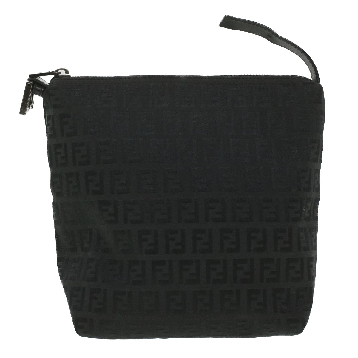 FENDI Zucchino Canvas Hand Bag Black Auth bs4045
