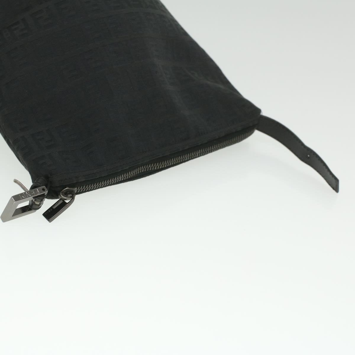 FENDI Zucchino Canvas Hand Bag Black Auth bs4045