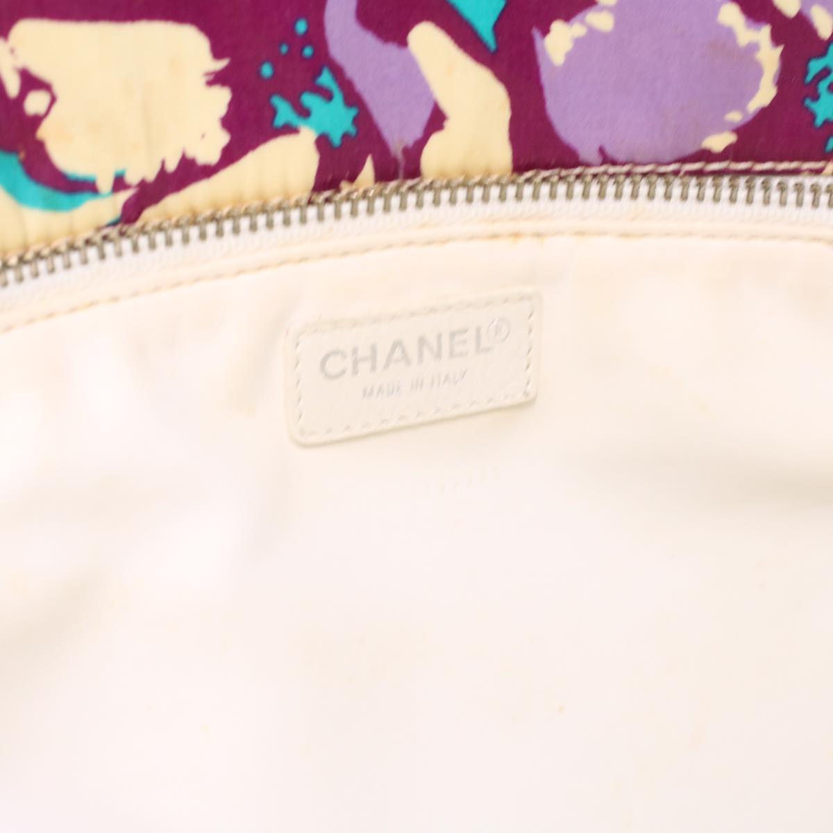 CHANEL Tote Bag Coated Canvas Blue White purple CC Auth bs4051