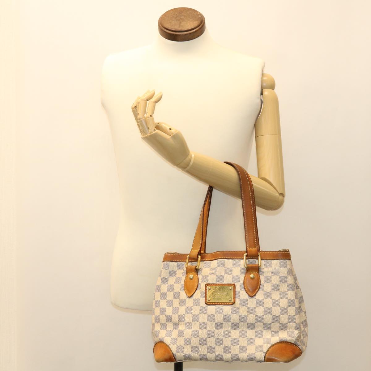 LOUIS VUITTON Damier Azur Hampstead PM Tote Bag N51207 LV Auth bs4078