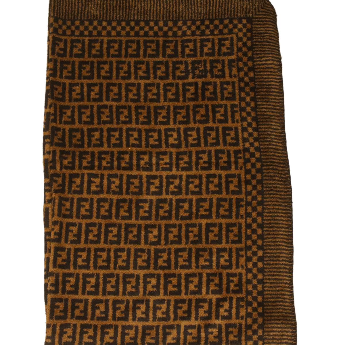 FENDI Zucca Canvas blanket cotton 137x220 Black Brown Auth bs4095