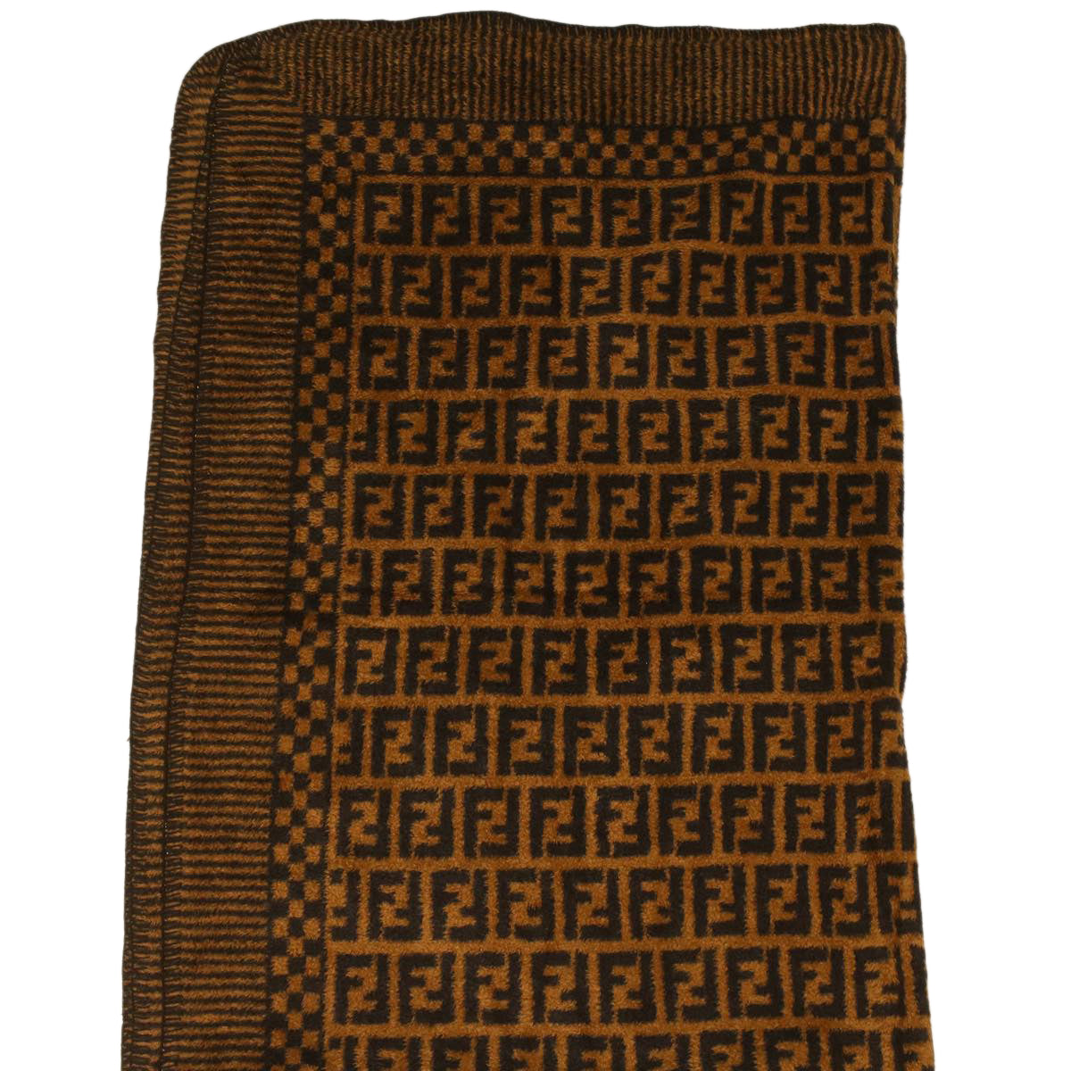 FENDI Zucca Canvas blanket cotton 137x220 Black Brown Auth bs4095