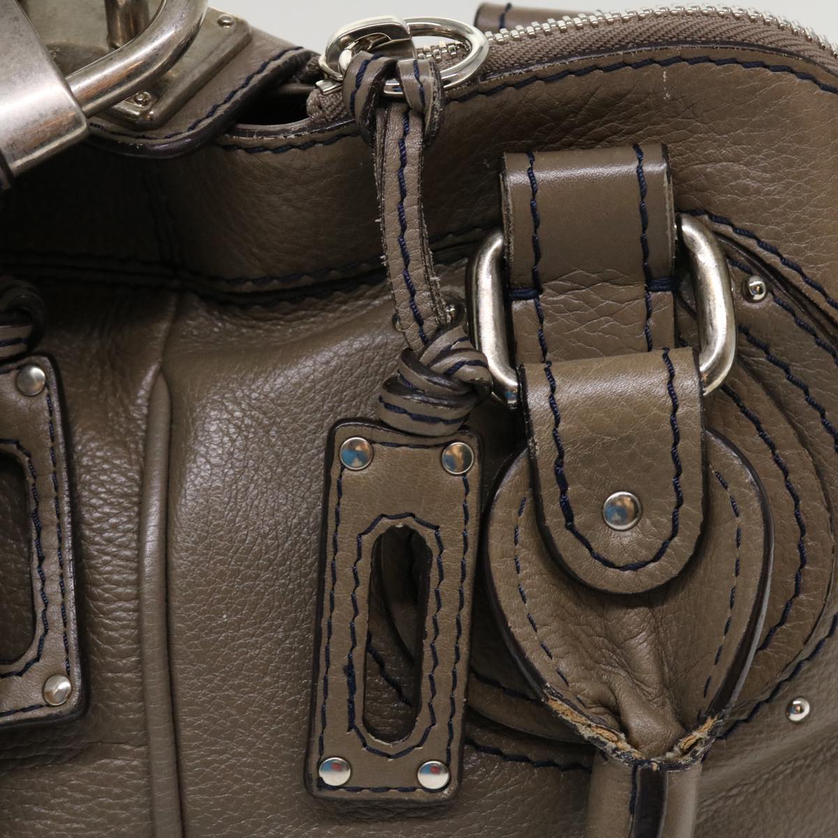 Chloe Hand Bag Leather Gray Auth bs4101