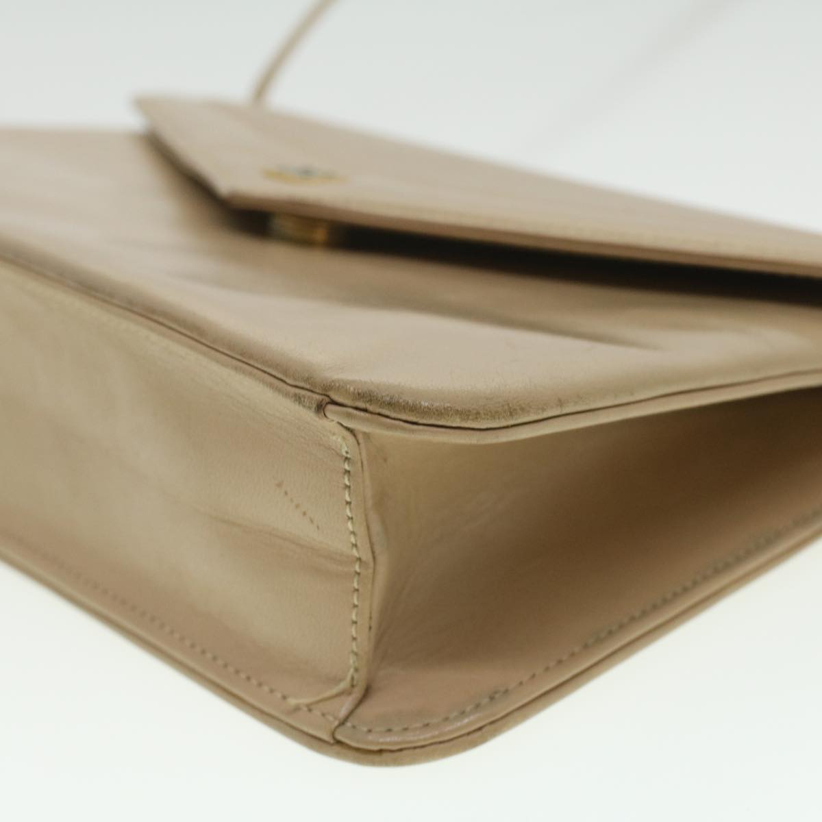 GIVENCHY Shoulder Bag Leather Beige Auth bs4125