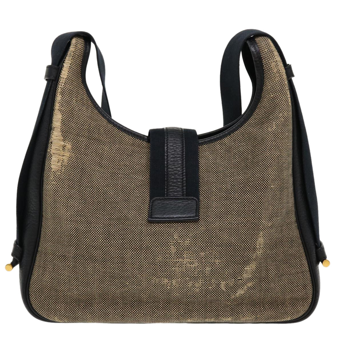 HERMES Sako Shoulder Bag Canvas Leather Beige Auth bs4139 - 0