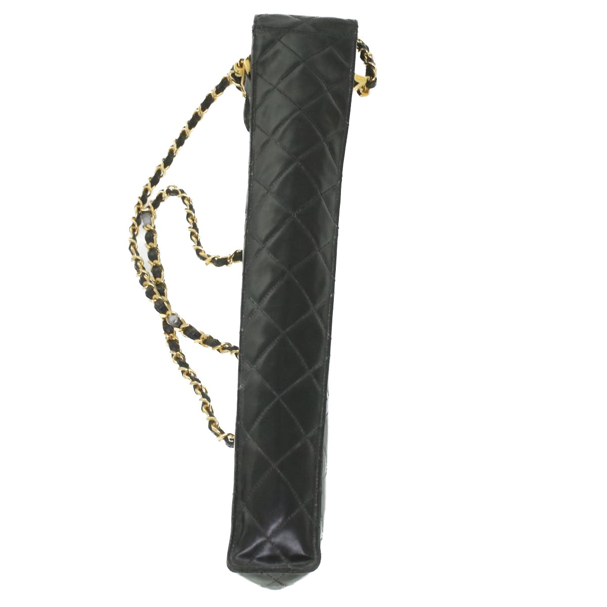 CHANEL Matelasse Chain Shoulder Bag Enamel Black CC Auth bs4141 - 0