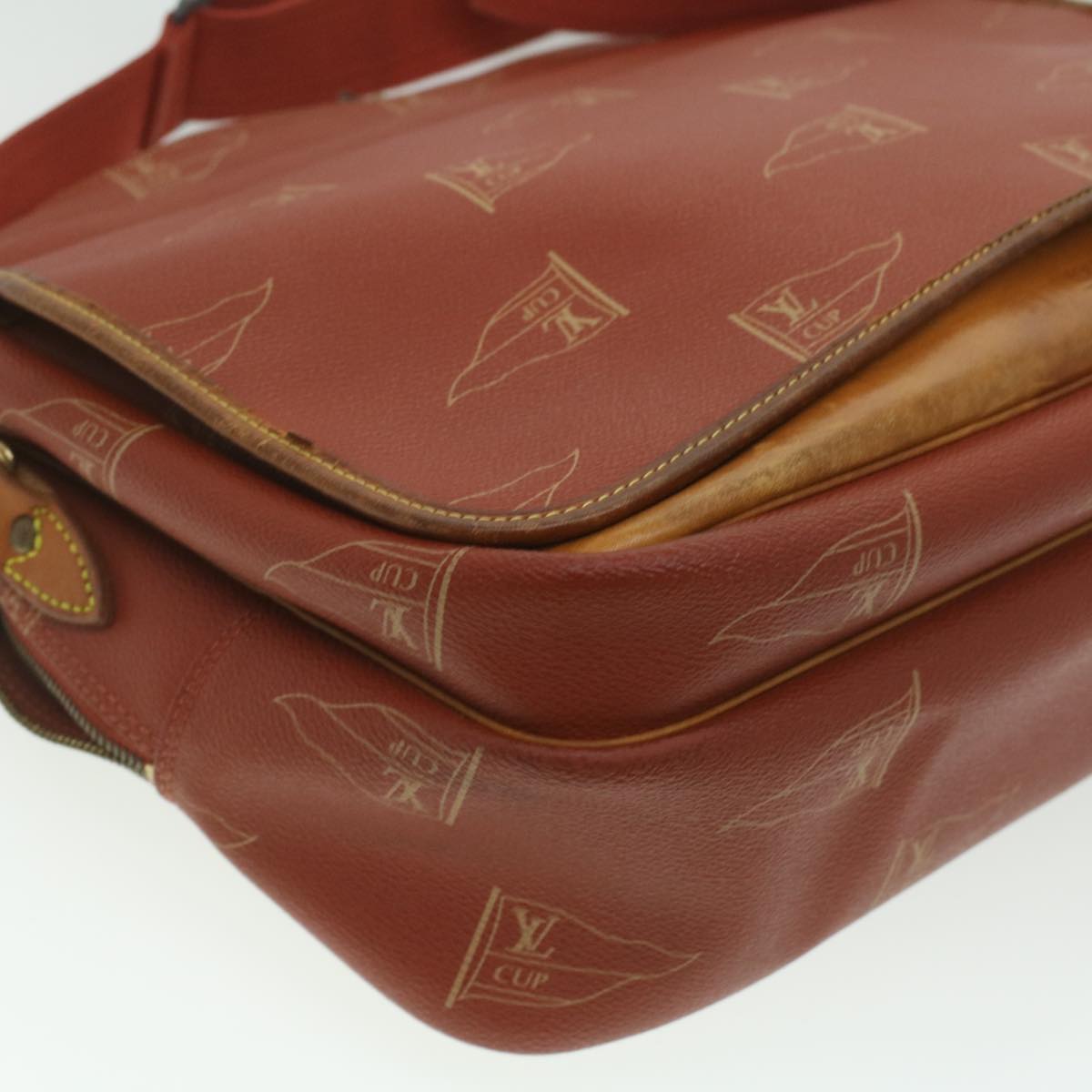 LOUIS VUITTON Cup Calvi Shoulder Bag Red Aboganie M80028 LV Auth bs4223