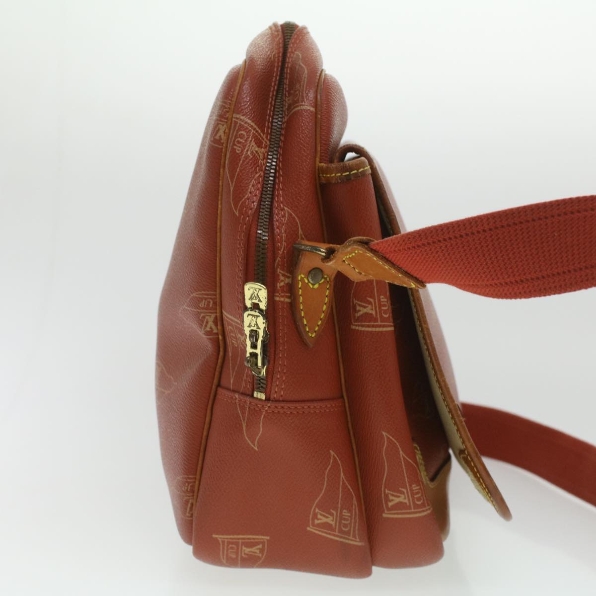 LOUIS VUITTON Cup Calvi Shoulder Bag Red Aboganie M80028 LV Auth bs4223