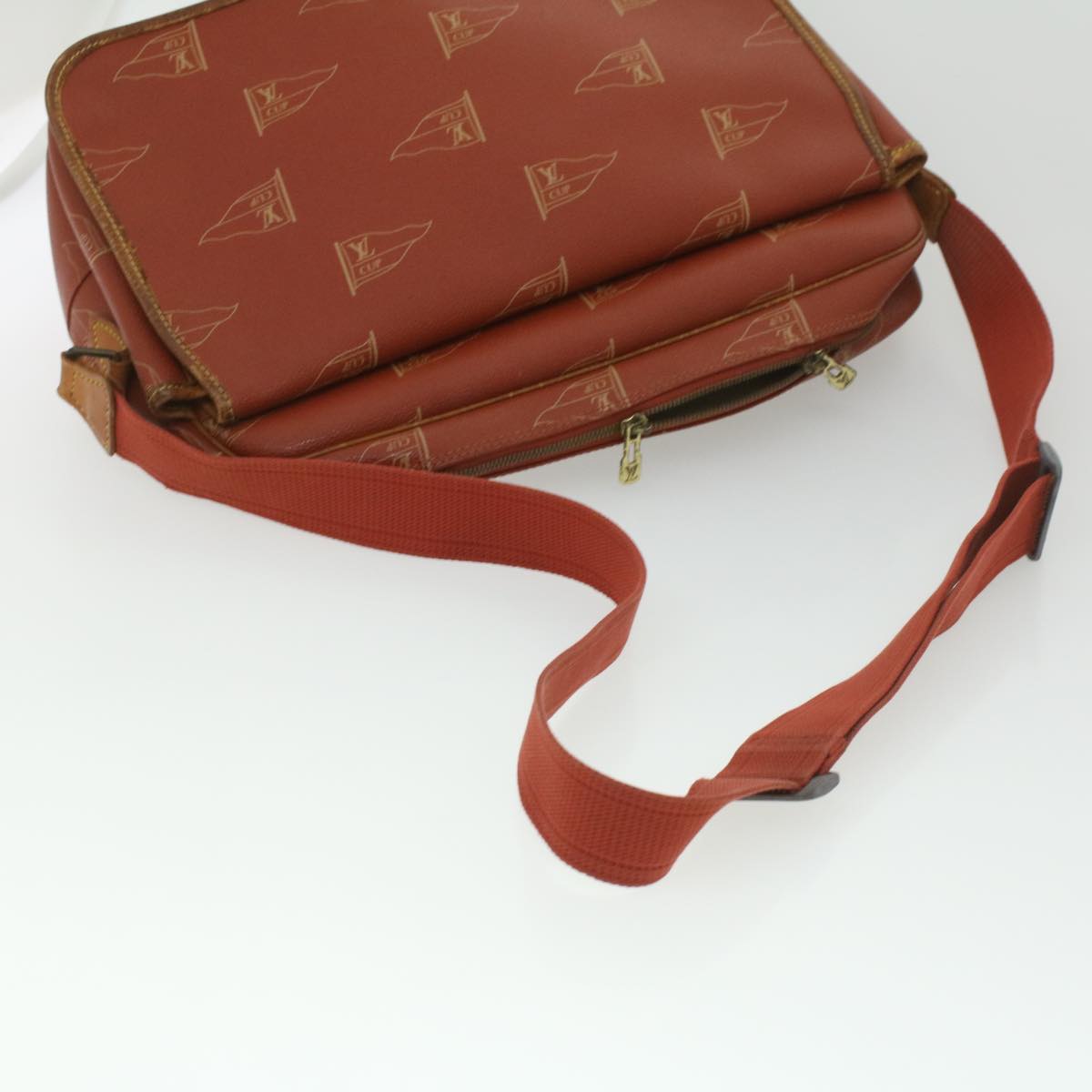 LOUIS VUITTON Cup Calvi Shoulder Bag Red Aboganie M80028 LV Auth bs4223