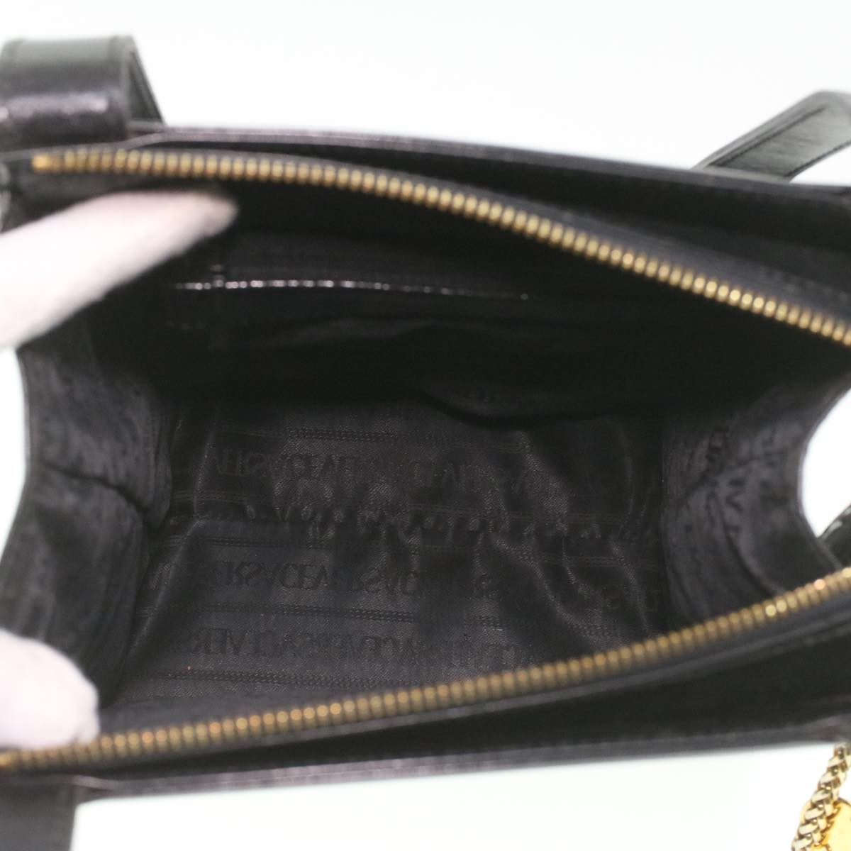 Gianni Versace Shoulder Bag Leather Black Auth bs4224K