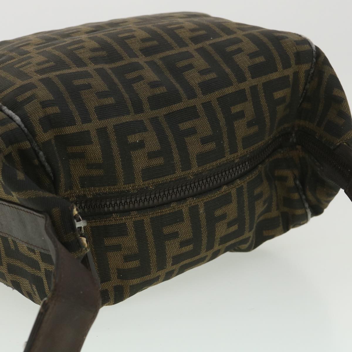 FENDI Zucca Canvas Hand Bag Black Brown 2119 26348 098 Auth bs4277