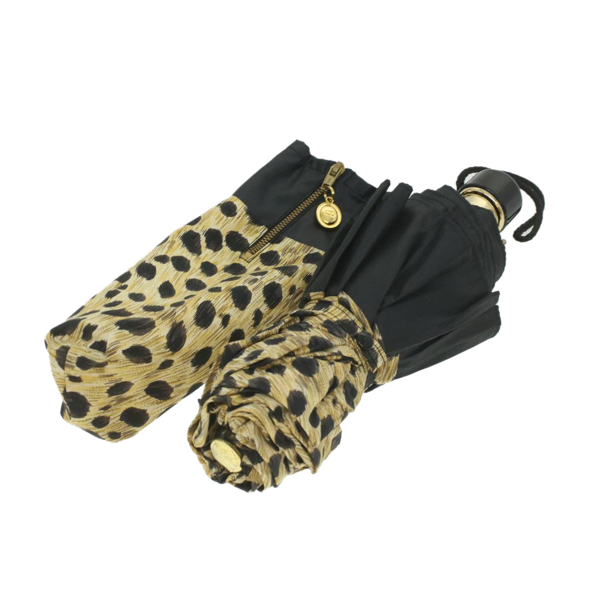 Christian Dior Leopard Umbrella Yellow Auth bs4278