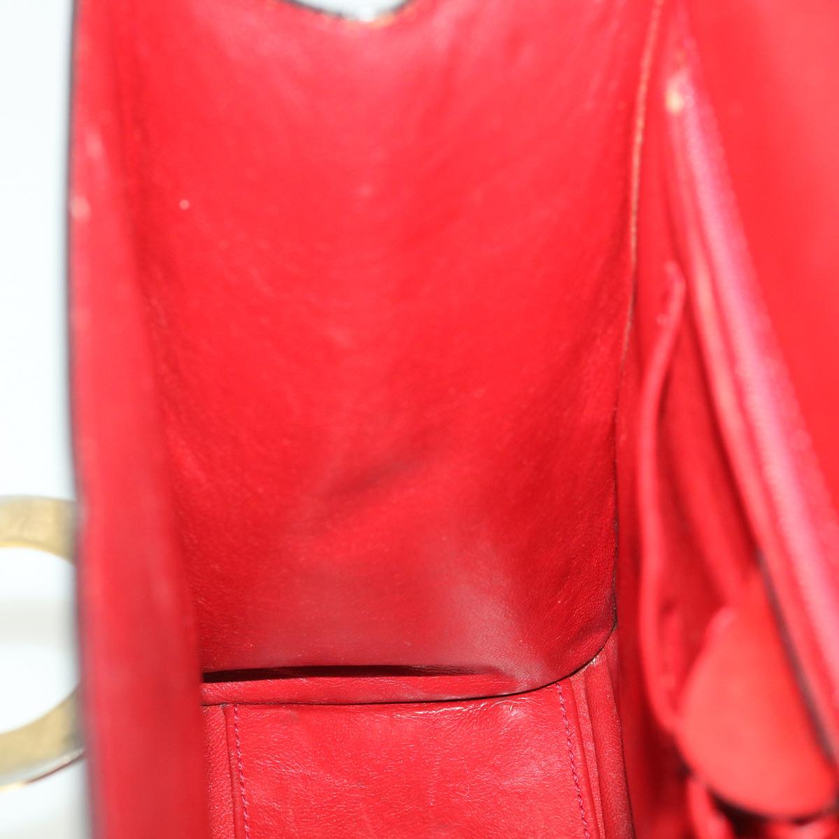 CELINE Shoulder Bag Leather Red Auth bs4297