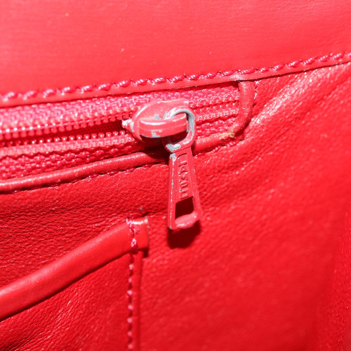 CELINE Shoulder Bag Leather Red Auth bs4297