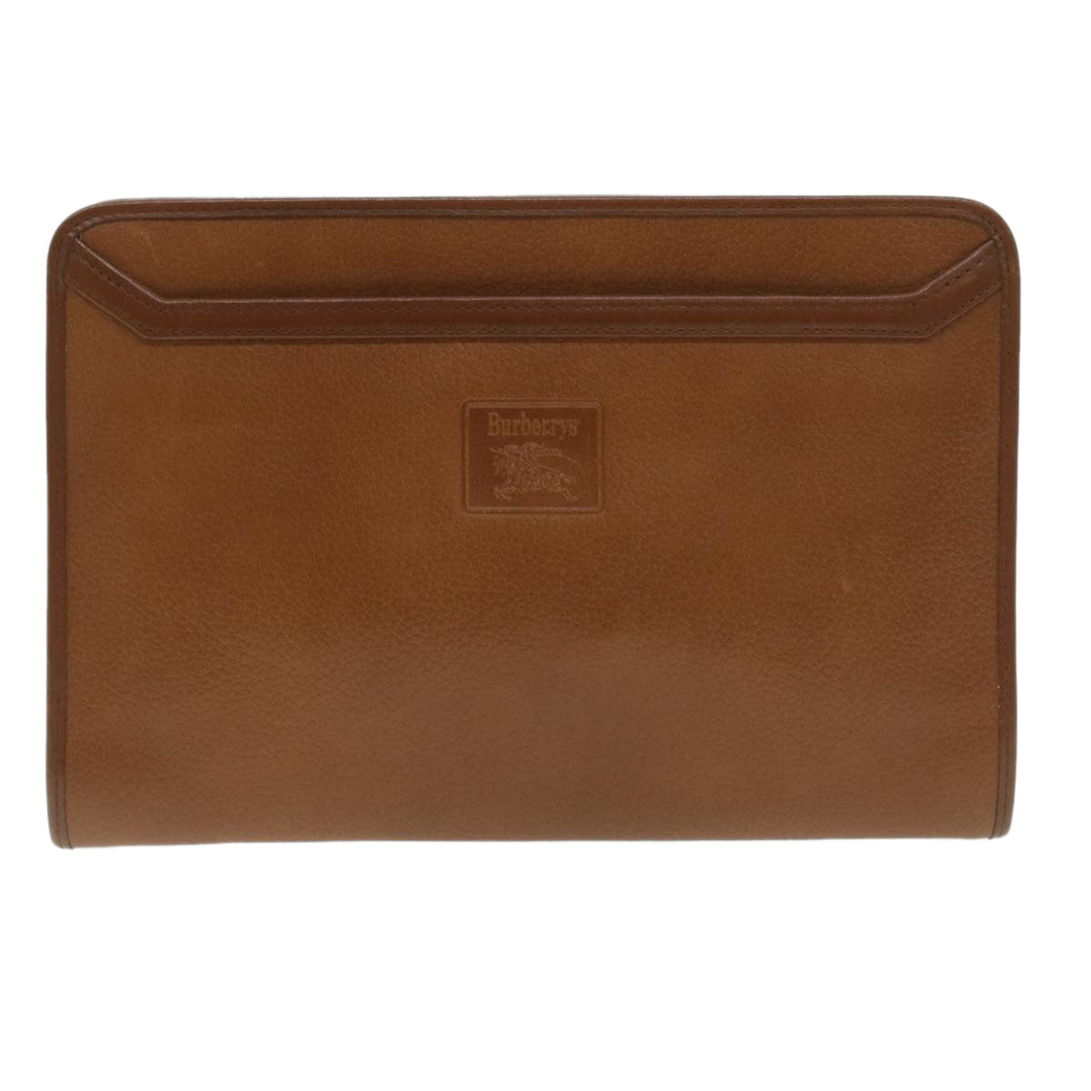 Burberrys Clutch Bag Leather Brown Auth bs4313