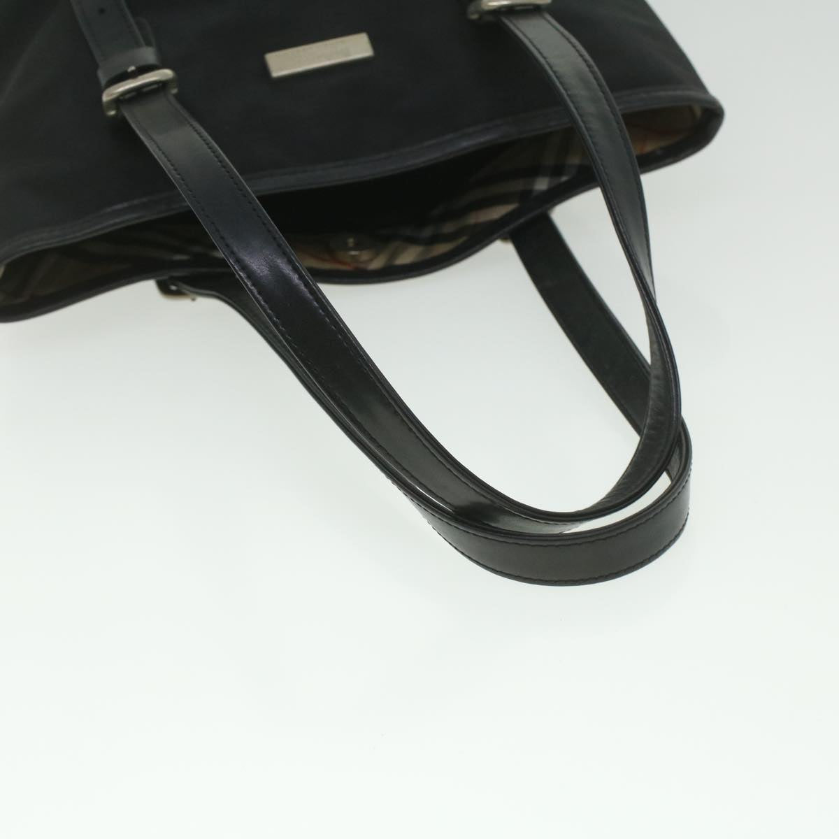 Burberrys Nova Check Shoulder Bag Nylon Black Auth bs4320