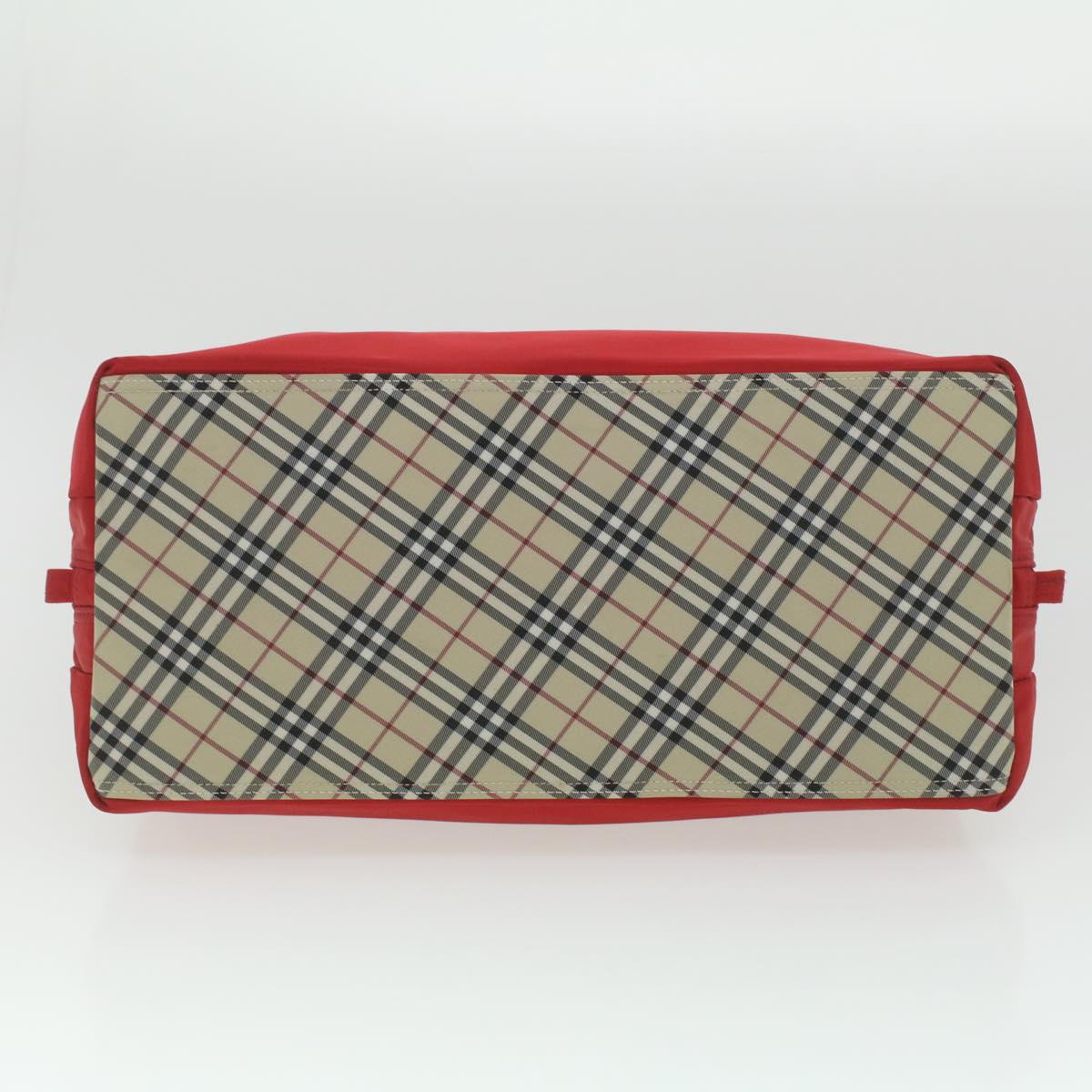 BURBERRY Nova Check Hand Bag Nylon Red Auth bs4352