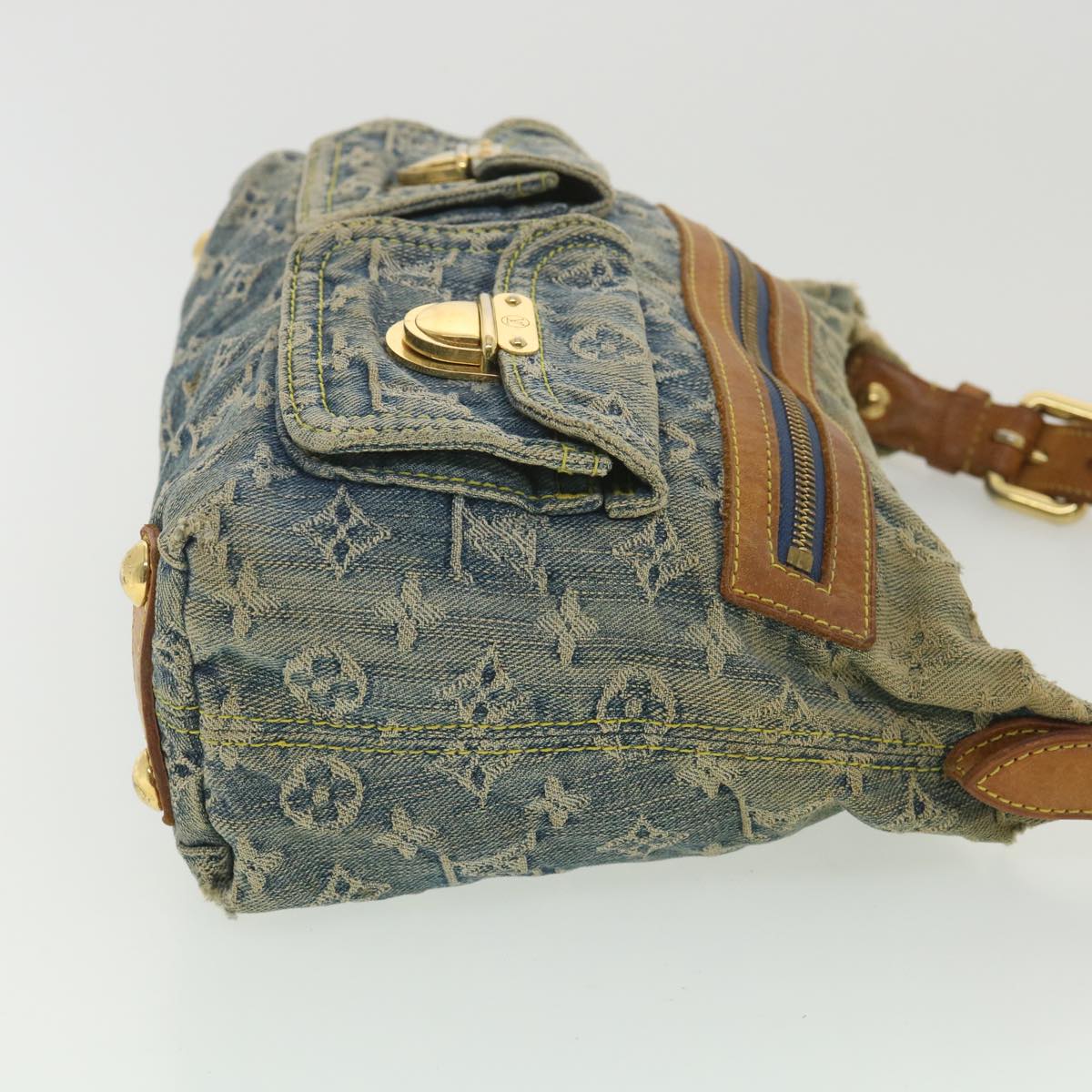 LOUIS VUITTON Monogram Denim Buggy PM Shoulder Bag Blue M95049 LV Auth bs4365