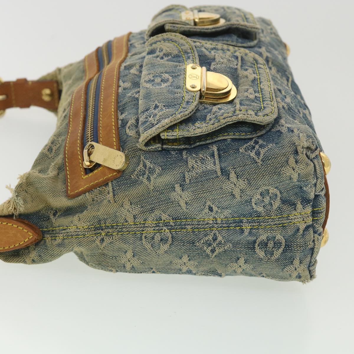 LOUIS VUITTON Monogram Denim Buggy PM Shoulder Bag Blue M95049 LV Auth bs4365