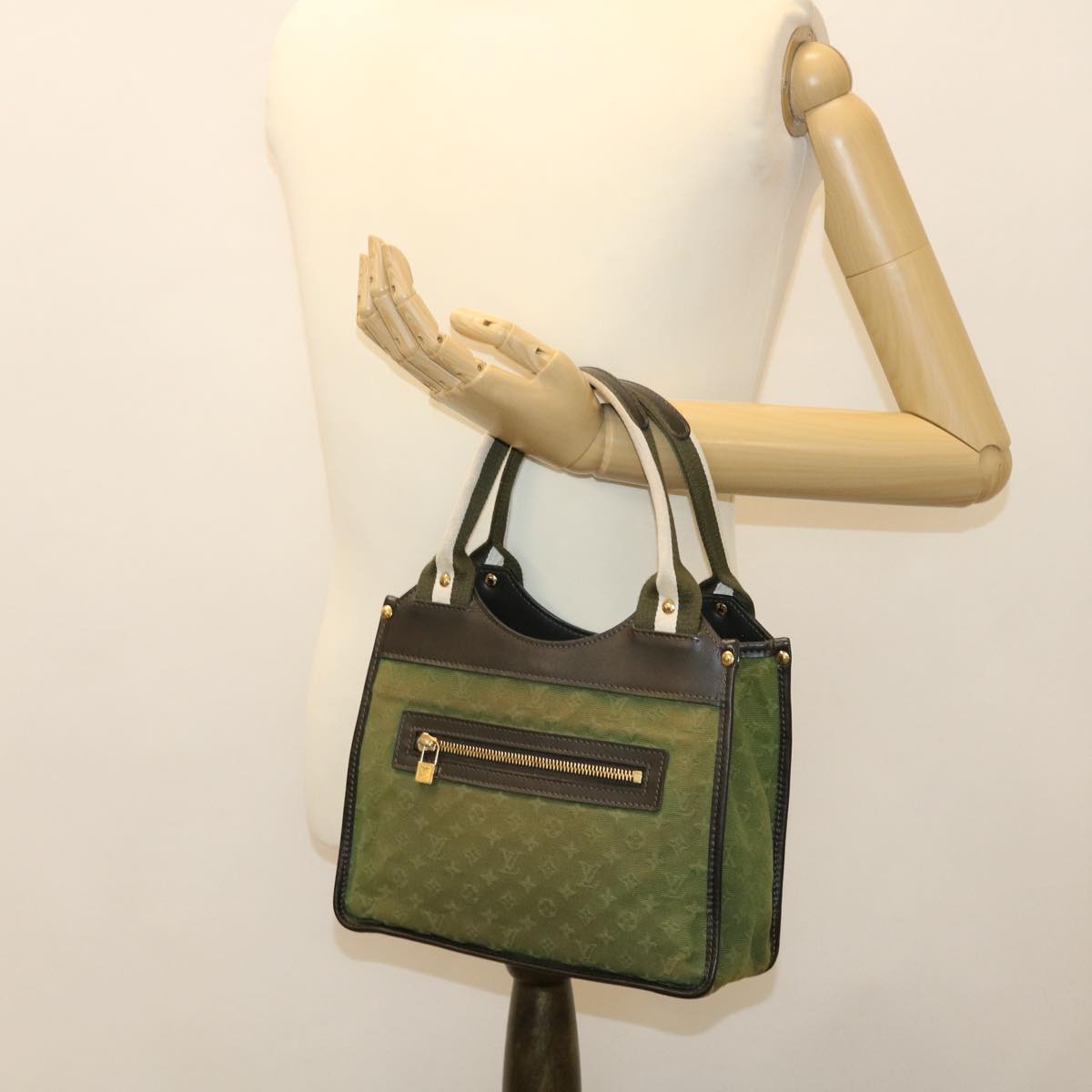 LOUIS VUITTON Monogram Mini Suck Catlin Hand Bag TST Khaki M92327 LV Auth bs4378