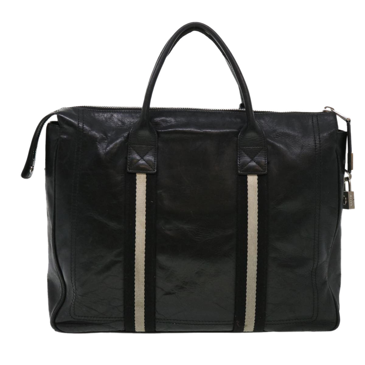 BALLY Business Bag Calfskin Black Auth bs4398