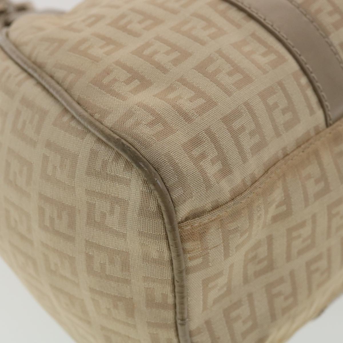 FENDI Zucchino Canvas Shoulder Bag Beige 2373-8BR091-KU7-048 Auth bs4404