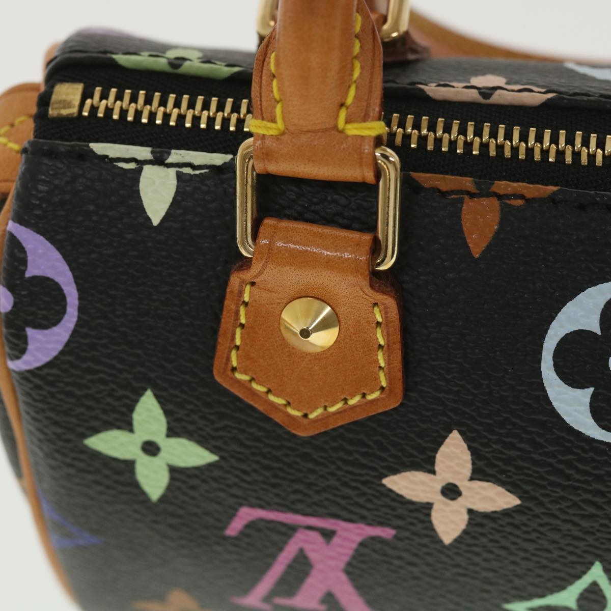 LOUIS VUITTON Monogram Multicolor Mini Speedy Hand Bag Black M92644 Auth bs4419