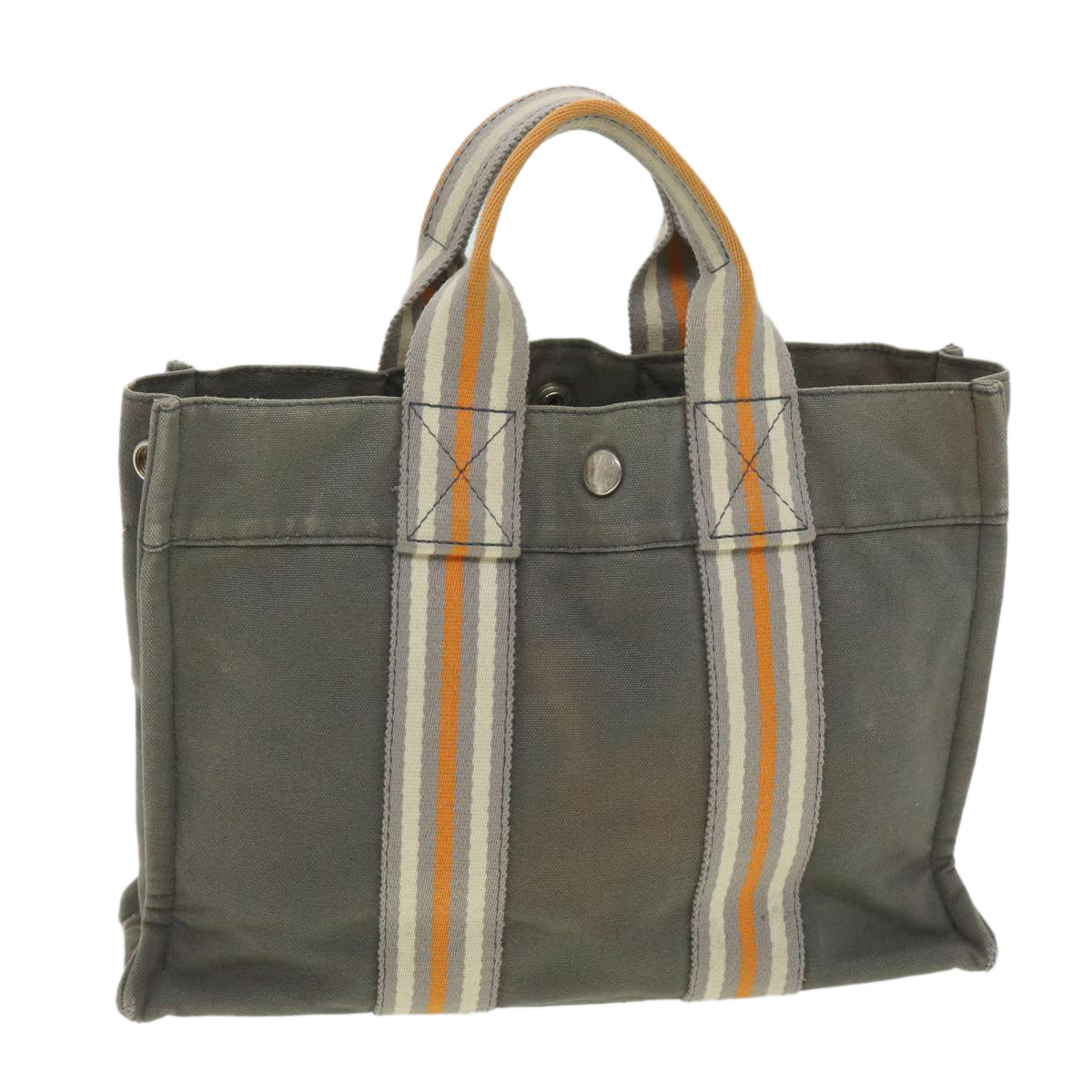 HERMES Her Line PM Hand Bag Canvas Gray Auth bs4422