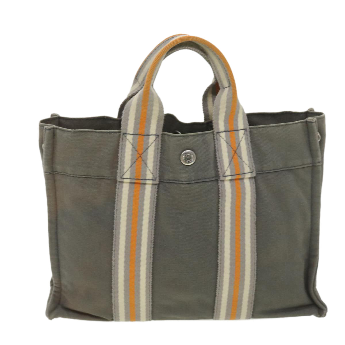 HERMES Her Line PM Hand Bag Canvas Gray Auth bs4422 - 0