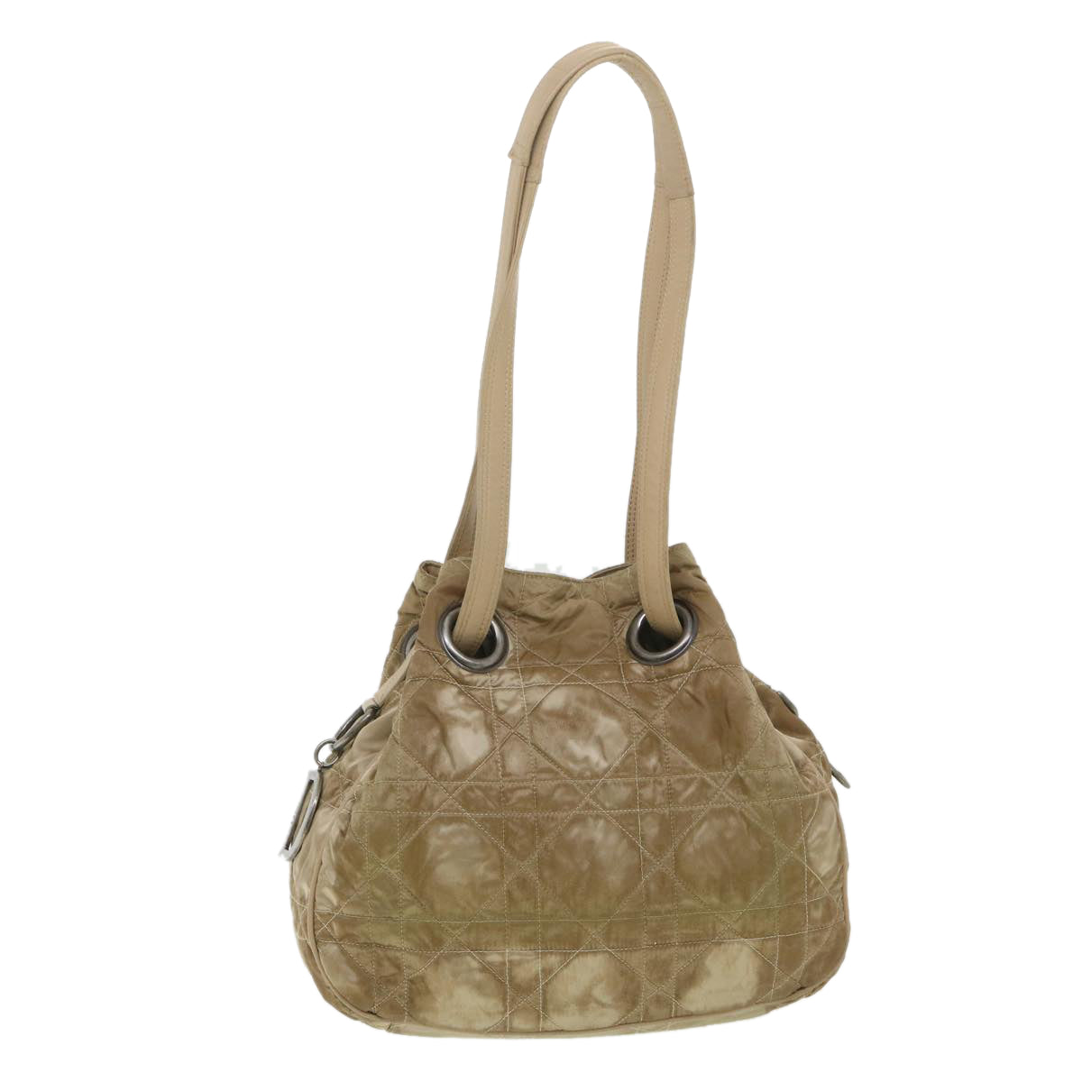 Christian Dior Lady Dior Canage Shoulder Bag Nylon Beige 03-BM-0027 Auth bs4473