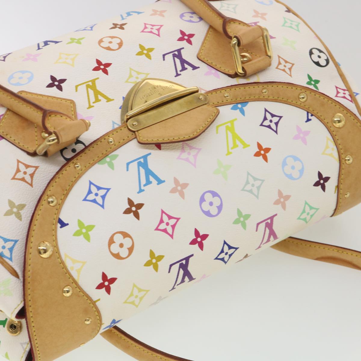 LOUIS VUITTON Monogram Multicolor Beverly GM Hand Bag White M40201 Auth bs4480