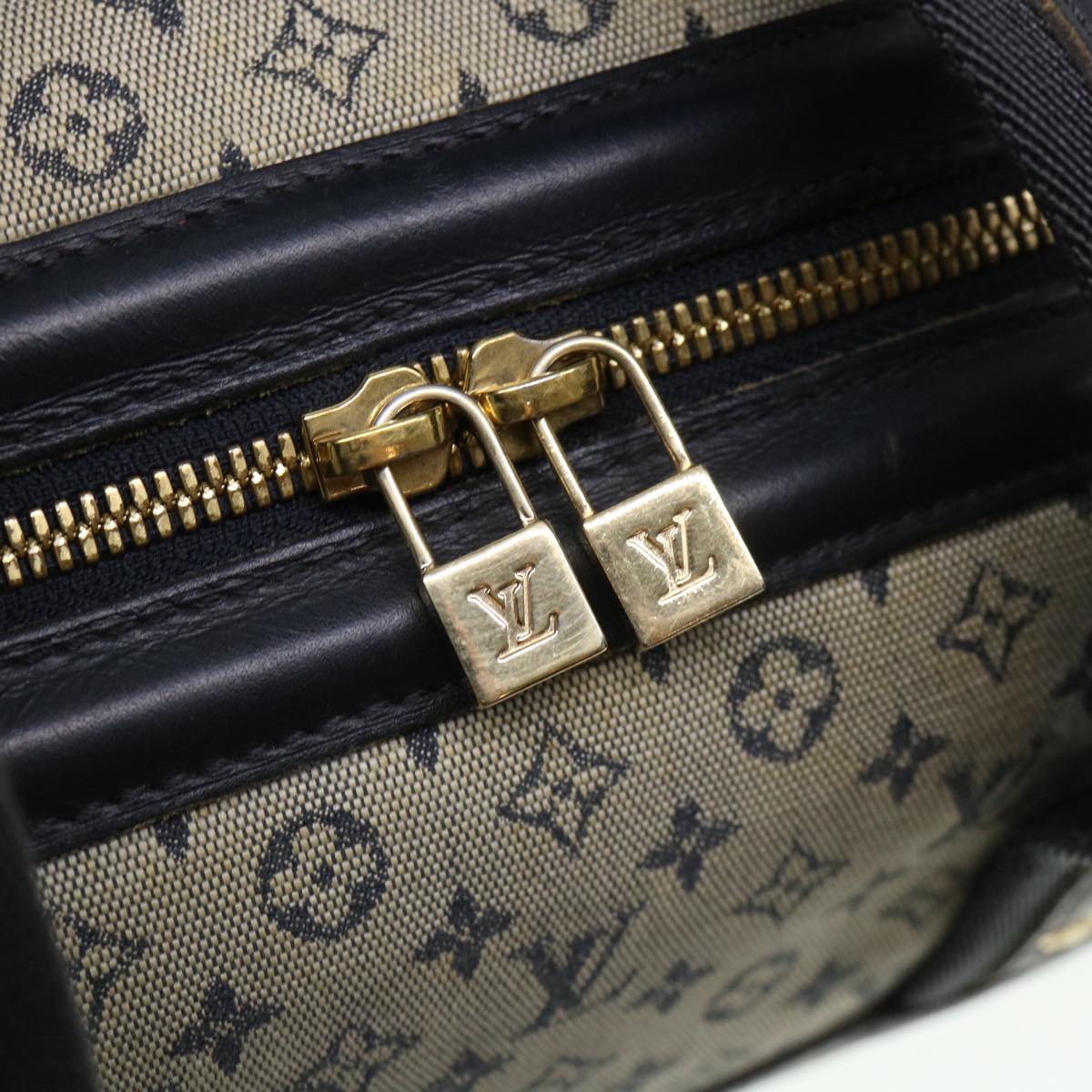 LOUIS VUITTON Monogram Mini Josephine GM Hand Bag Blue M92211 LV Auth bs4526