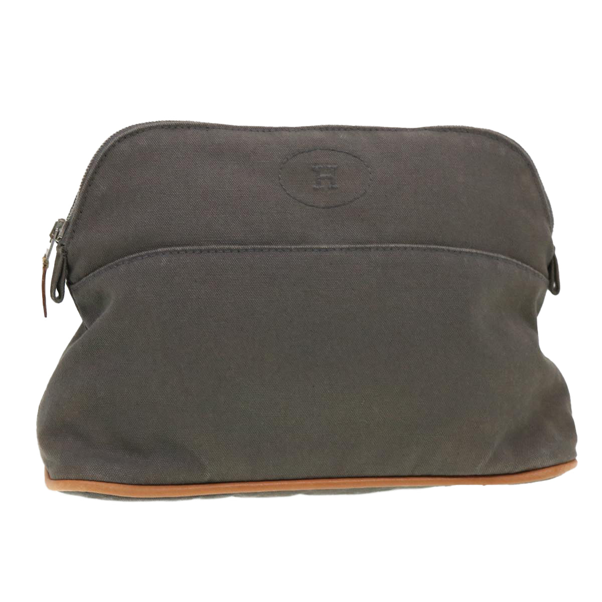 HERMES Pouch Canvas Gray Auth bs4551