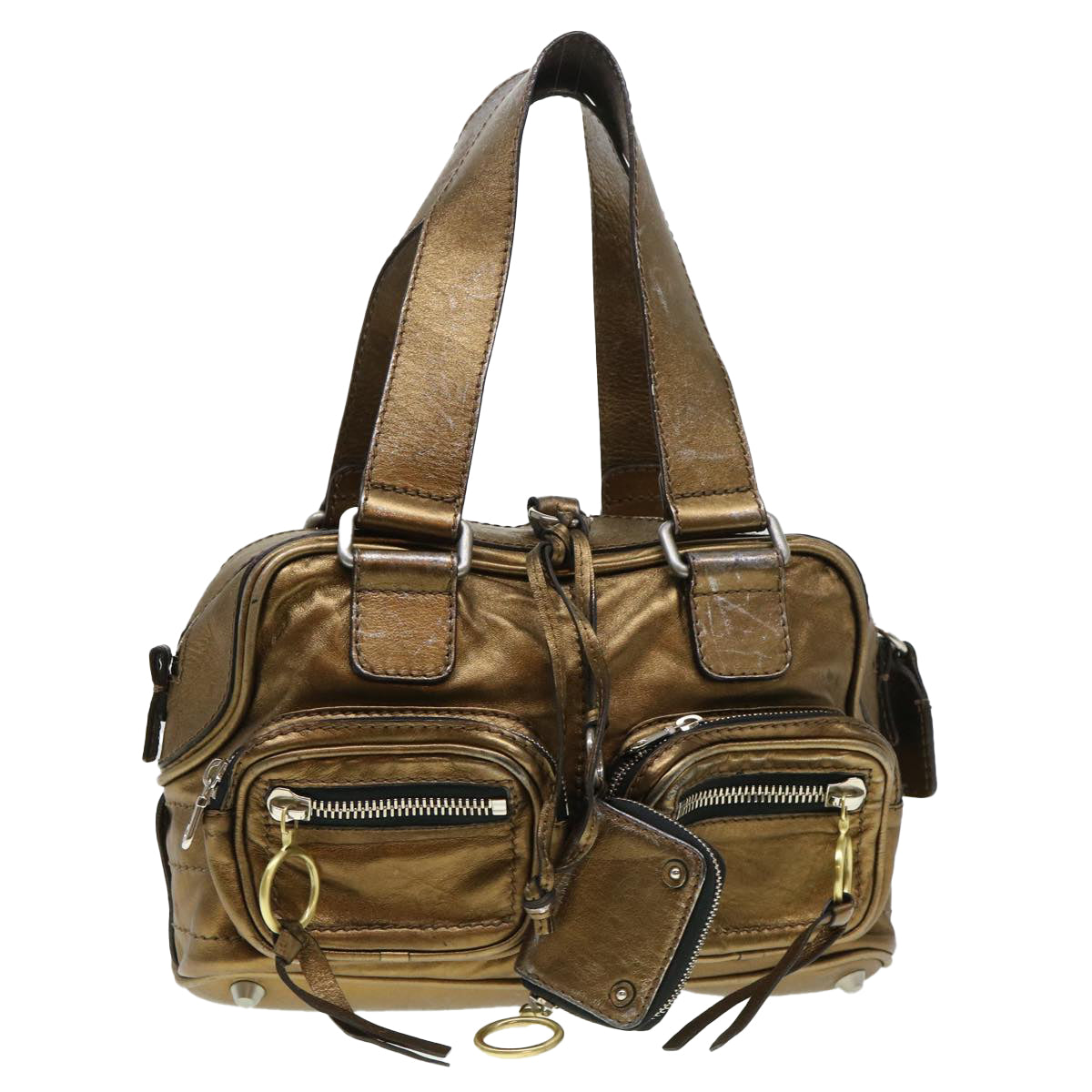 Chloe Hand Bag Leather Gold 6HS184-50 Auth bs4554