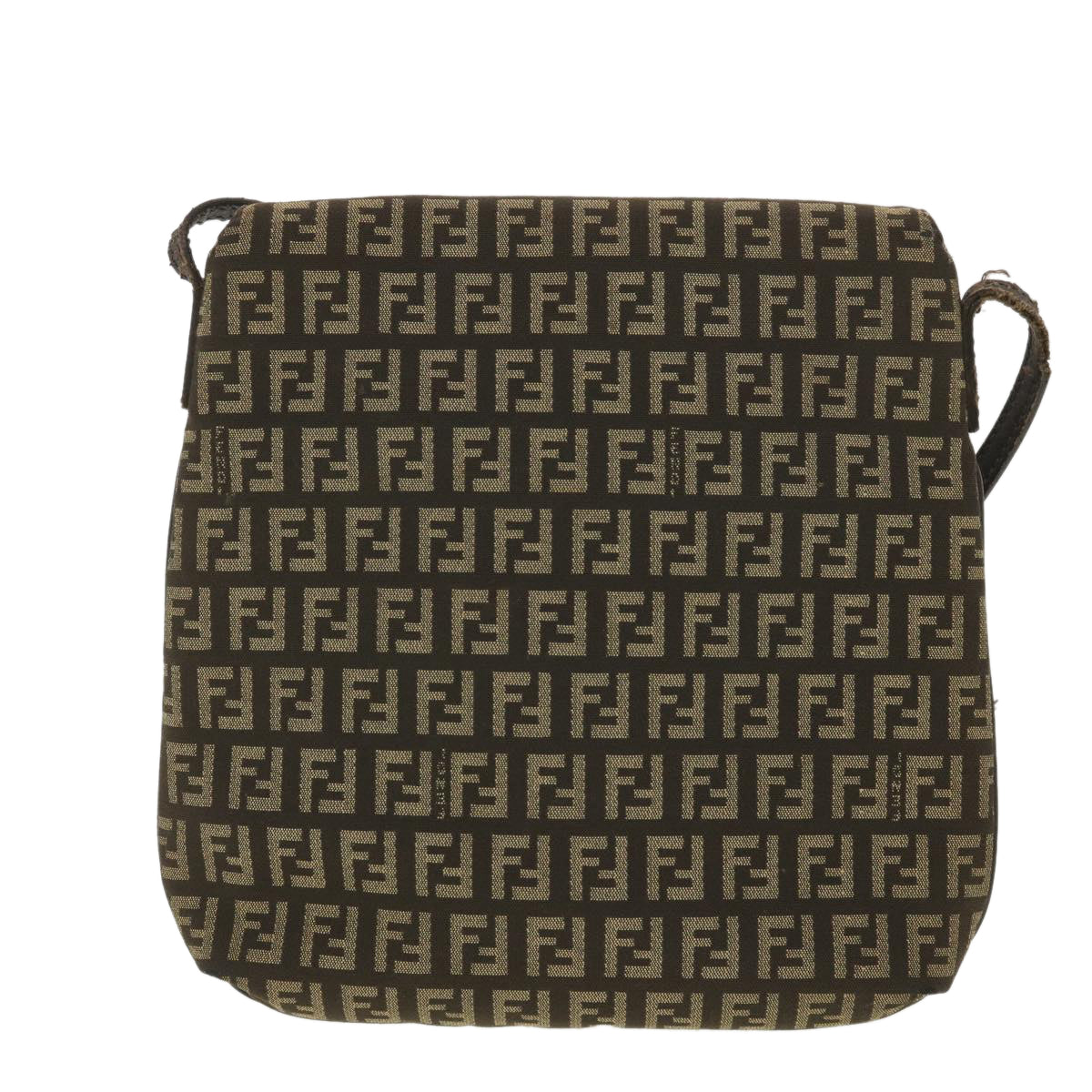 FENDI Zucchino Canvas Shoulder Bag Brown Auth bs4562 - 0