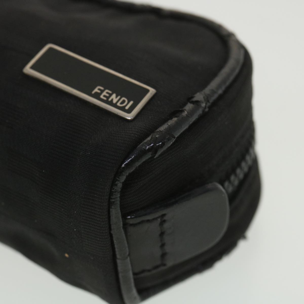 FENDI Zucca Canvas Pouch Nylon 2Set Black Brown Auth bs4582