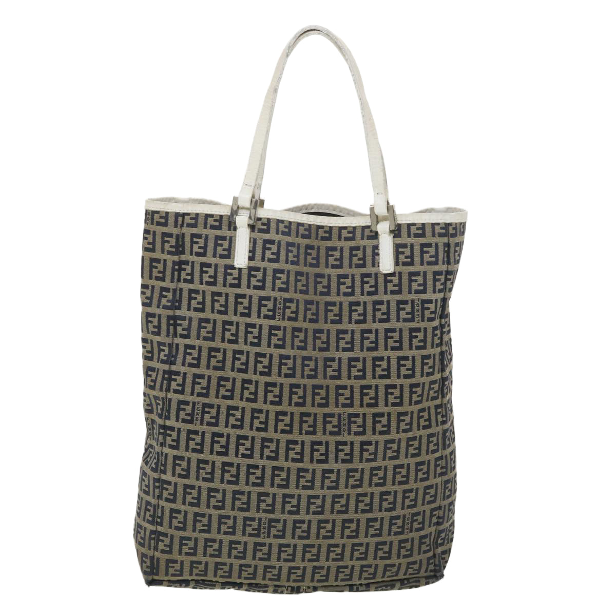 FENDI Zucchino Canvas Tote Bag Navy 3677 8BH006 028 Auth bs4584